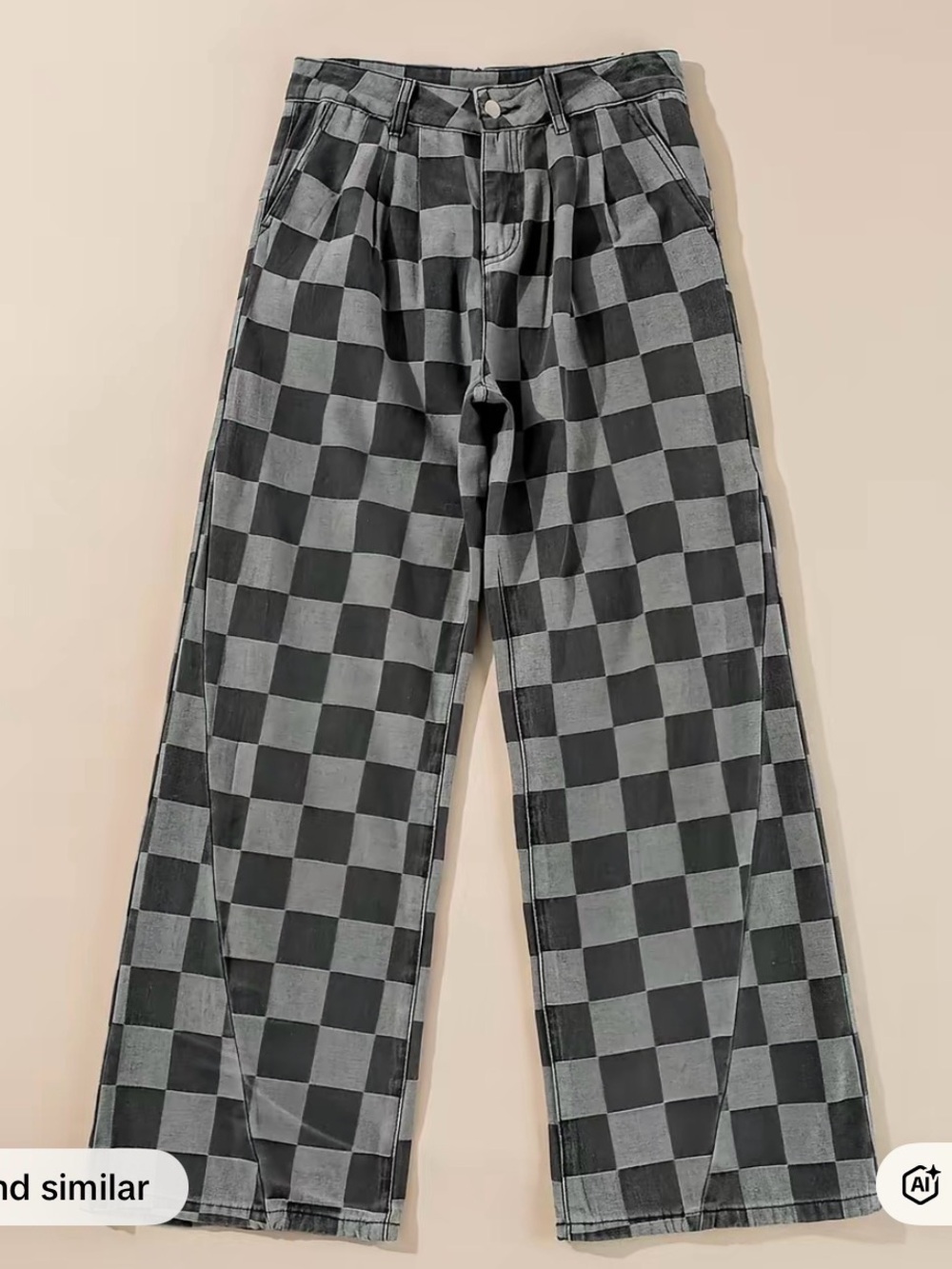 YEO​RO MODA Black & Gray Checkerboard Wide Leg Jeans Size 8